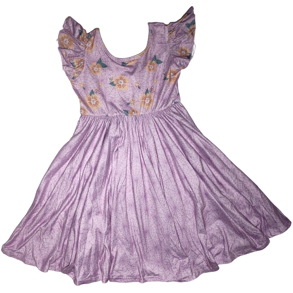 Dot Dot Smile Girls 7 Purple Floral Spider Webs Halloween Empire Twirl Dress NWT